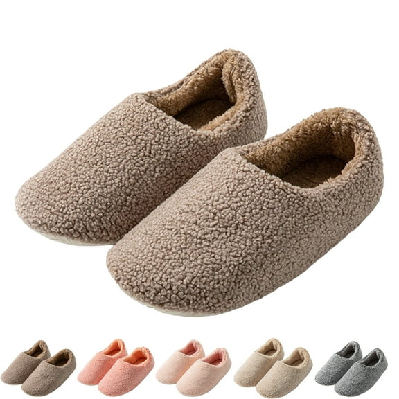 Slippers for Women Men Slip-on Warm House Slipper Fleece-Lined Bedroom Shoes Soft Memory Foam Comfy Faux Fur Shoe Anti-Skid Rubber Sole Cozy Birken-style Lounge Hotel