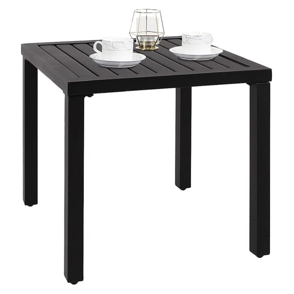 Indoor Outdoor Small Metal Square Side/End Table, Patio Coffee Bistro Table, Black