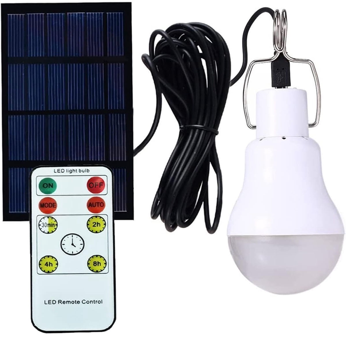 Indoor/Outdoor Solar Light Bulbs with Timer, LED Solar Lights for Chicken Coop, Home, Emergency Power Outage, Remote Control Included,1 Pack