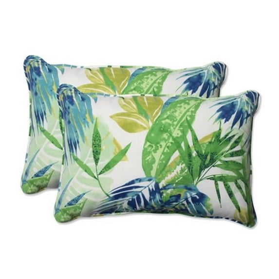 Indoor-Outdoor Soleil Blue & Green Over-Sized Rectangular Throw Pillow - Set of 2