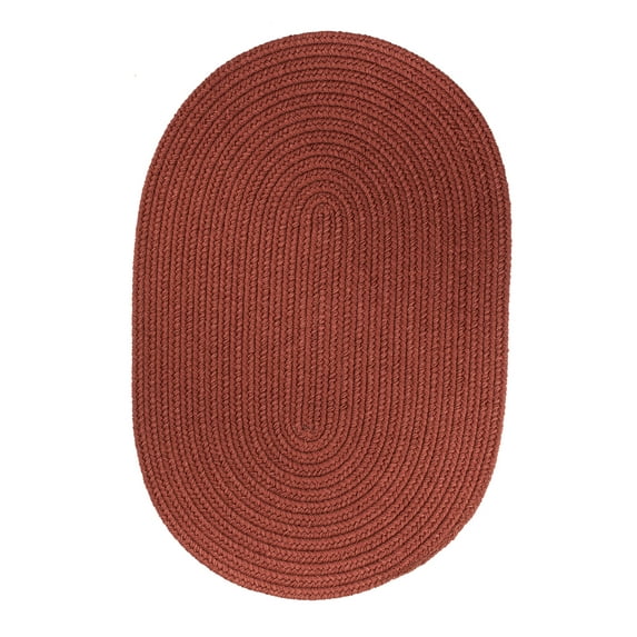 Indoor/Outdoor Solid Red Area Rug, Braided Textured Design, 8Ft. X 8Ft. Round Reversible Carpet