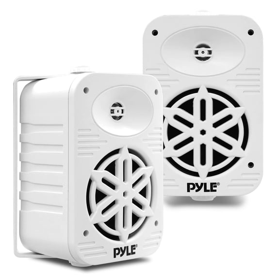 Indoor Outdoor Speakers Pair - 500 Watt Dual Waterproof 5.25 2-Way Full Range Speaker System w/ 1/2 High Compliance Polymer Tweeter - in-Home, Boat, Marine, Deck, Patio, Poolside White