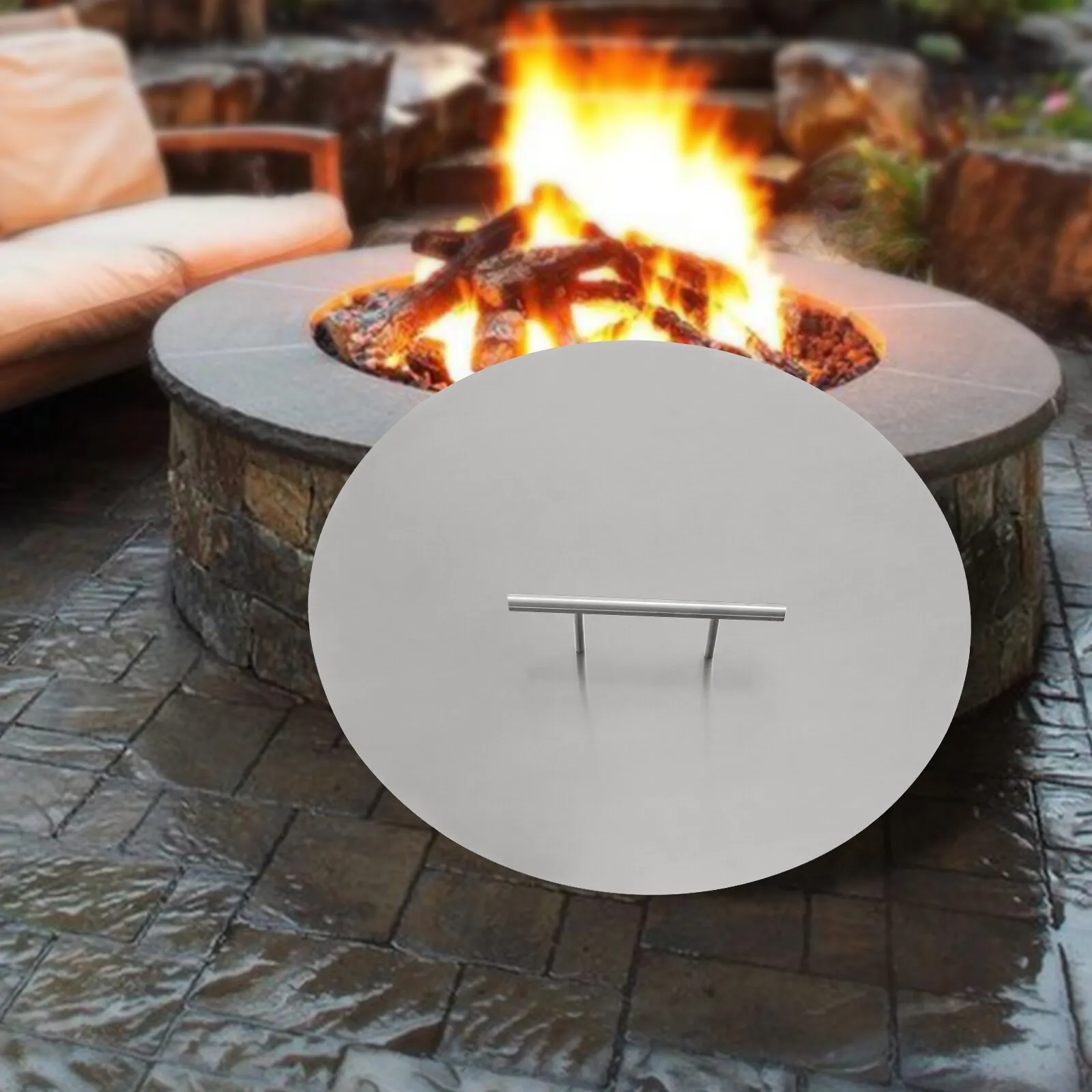 Indoor Outdoor Stainless Fire Pit Heat Deflector Round Cover Lid w