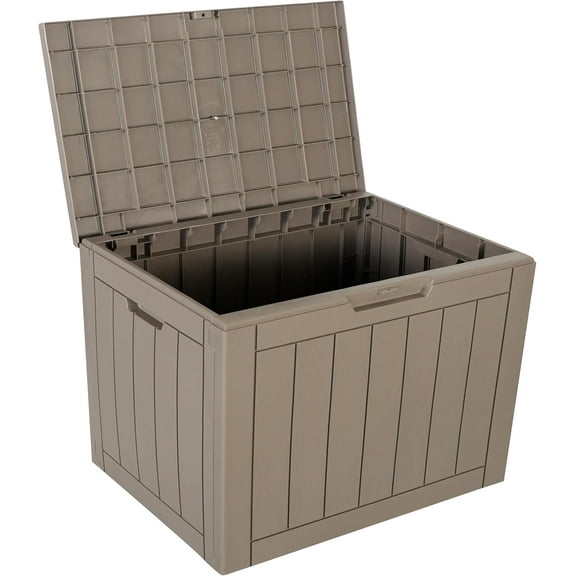 Indoor Outdoor Storage Box, 30 Gallon Resin Deck Container for Package Delivery Patio Furniture Cushions Garden Tools Pool Sports Equipment UV Resistant Waterproof Lockable