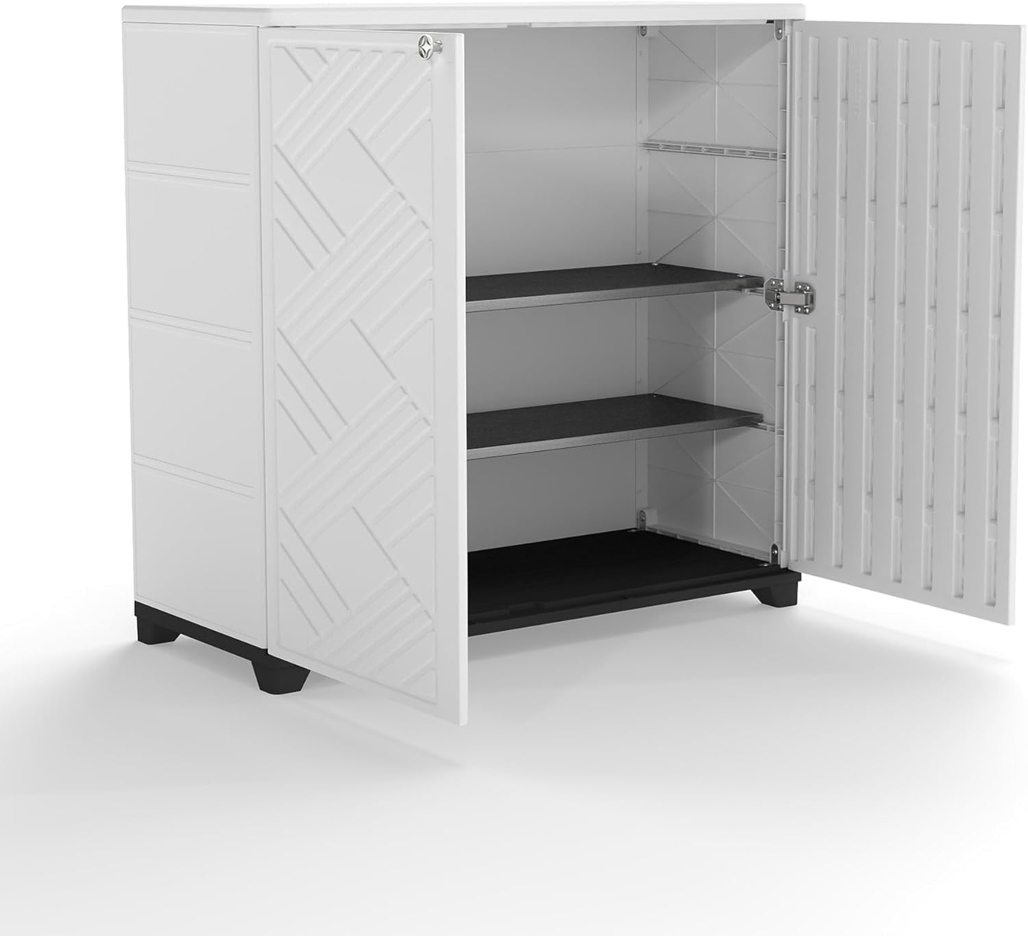 Indoor/Outdoor Storage Cabinet with 2 Shelf, 34”x15”x34” HDPE Plastic ...