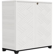Indoor/Outdoor Storage Cabinet with Doors and 1 Shelf, 34 x15    HDPE Plastic Storage Box for Patio, Garden, Enterway, Balcony