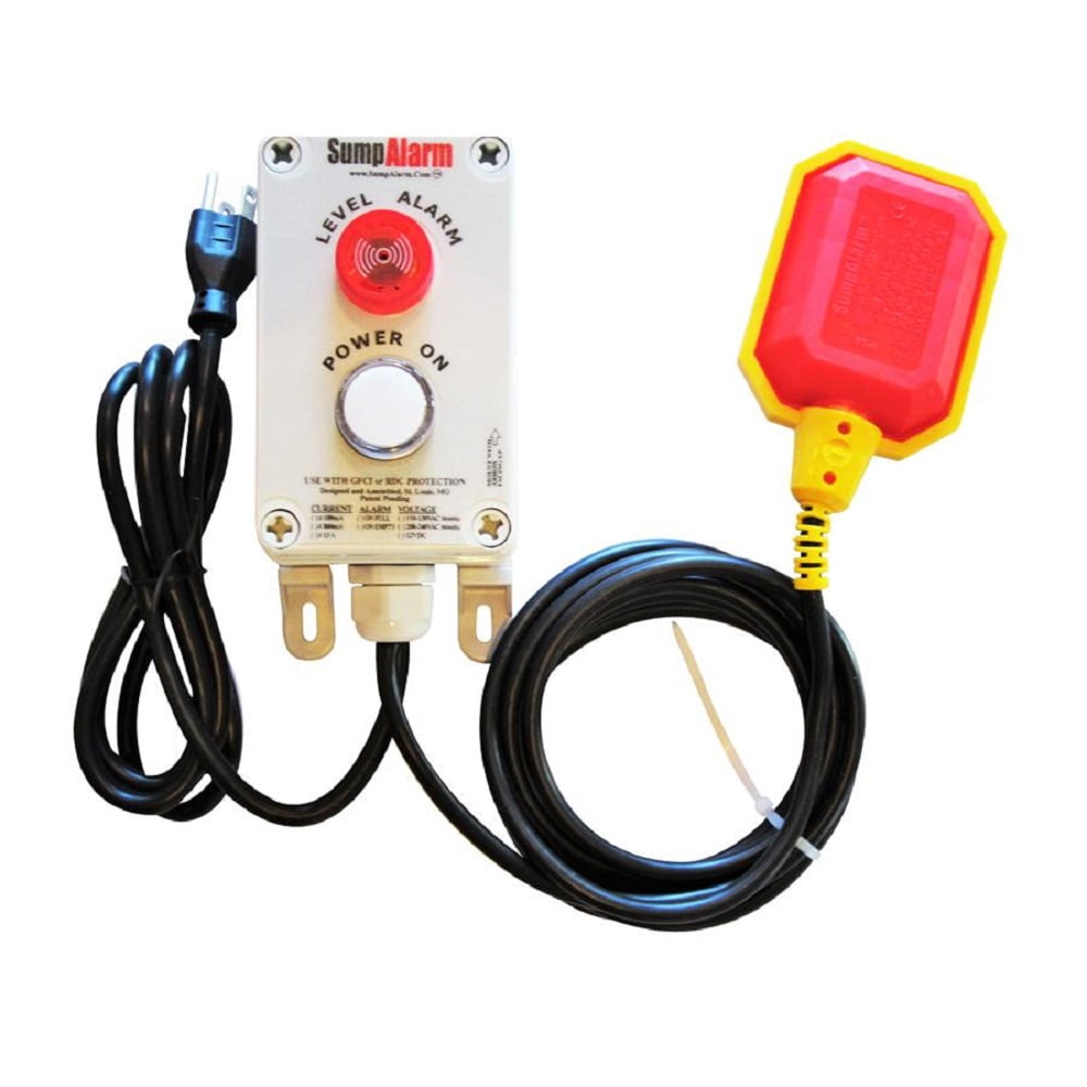 Indoor/Outdoor, Sump Pump High Water Alarm, Power Indicator LED,120V,33 Foot Float