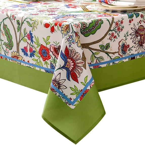 Indoor Outdoor Tablecloth Water Resistant Spill Proof Fabric Table Cover 70x70Inch Square,Botanical Garden