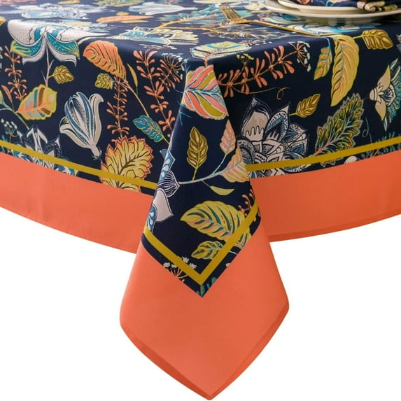 Indoor Outdoor Tablecloth Water Resistant Spill Proof Fabric Table Cover 70x70Inch Square,Orange Marita