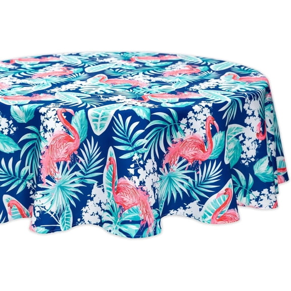 Indoor Outdoor Tabletop for Spring Summer Decorations, Picnics and Dinner Parties - Stain and Water Resistant, Flamingo Dancing, Tablecloth, 60" Round