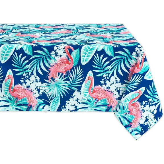 Indoor Outdoor Tabletop for Spring Summer Decorations, Picnics and Dinner Parties - Stain and Water Resistant, Flamingo Dancing, Tablecloth, 60 x 84 Rectangle