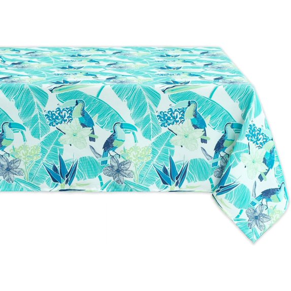 Indoor Outdoor Tabletop for Spring Summer Decorations, Picnics and Dinner Parties - Stain and Water Resistant, Jungle Canopy, Tablecloth, 60 x 84 Rectangle