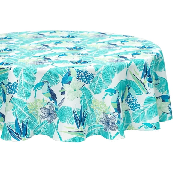 Indoor Outdoor Tabletop for Spring Summer Decorations, Picnics and Dinner Parties - Stain and Water Resistant, Jungle Canopy, Tablecloth, 60" Round