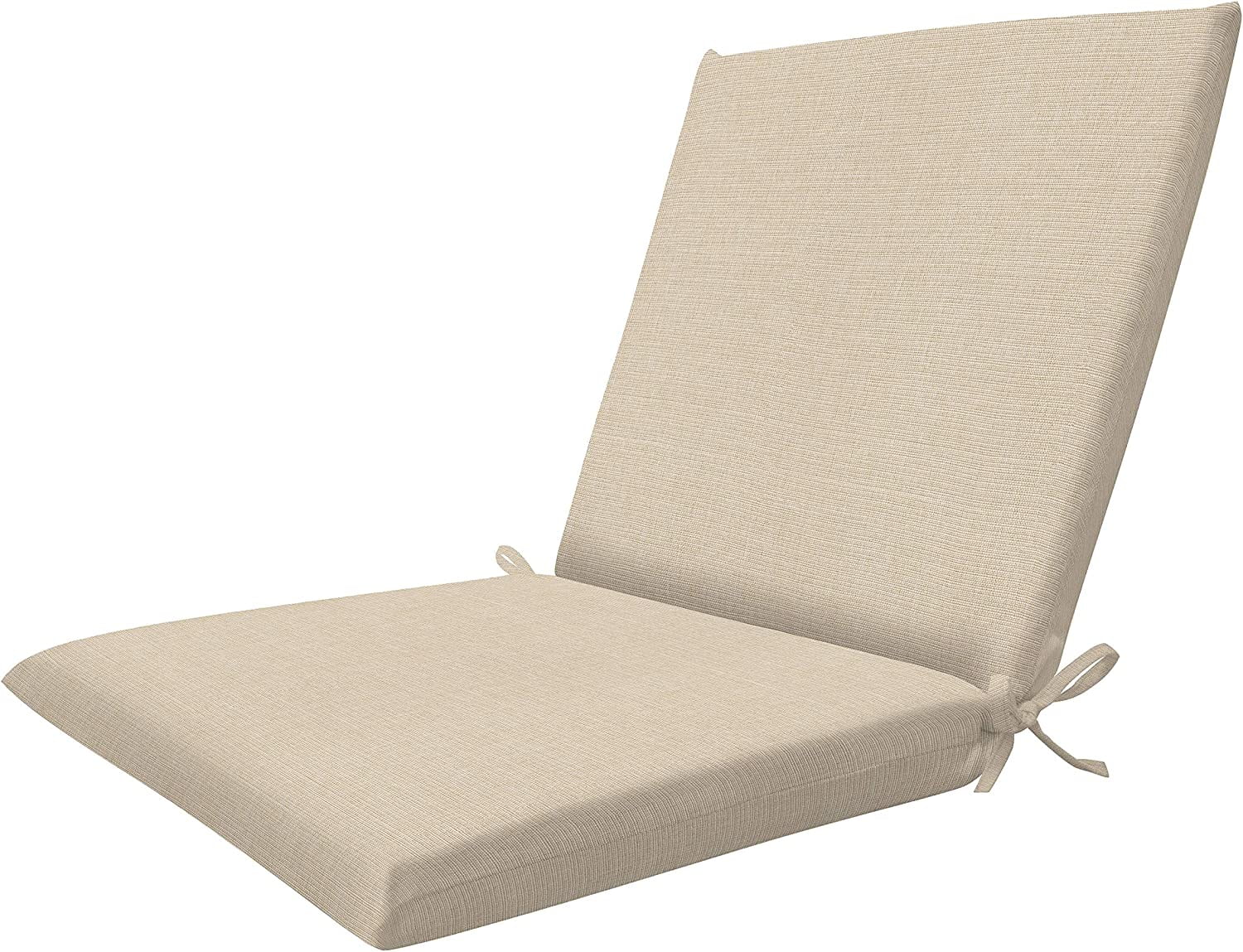 Indoor/Outdoor Textured Solid Almond Midback Dining Chair Cushion Recycled Fiberfill, Weather