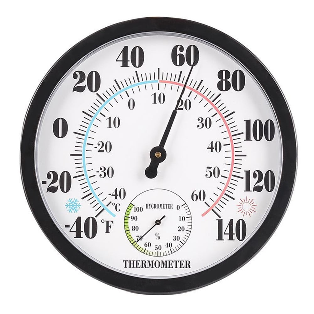 White 10" Outdoor Thermometer Hygrometer with Large Numbers