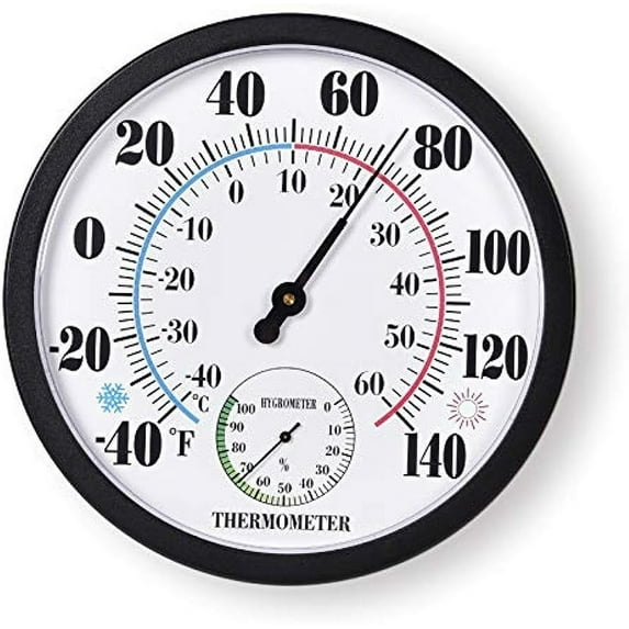 Indoor Outdoor Thermometer Large Numbers Wall Thermometer Hygrometer Waterproof Require Battery 10 inch Wireless Hanging Hygrometer Garden Decoration