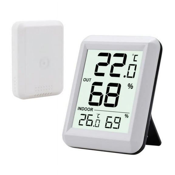 Indoor Outdoor Thermometer, Temperature Humidity Monitor with Wireless Sensor, Digital Hygrometer Gauge with LCD Screen, ℃/℉ Switch for Home, Office, Bedroom, Baby Room, Kitchen