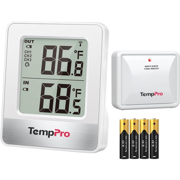 Indoor Outdoor Thermometer Wireless 500FT, Outside Greenhouse Thermometer with Temperature Sensor, Temperature Monitor for Patio Reptile House Home Baby Room (Previously ThermoPro)