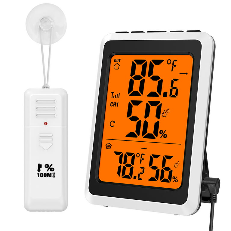 Urageuxy Digital Indoor Temperature Monitor Wireless Outdoor Thermometer  Sensor up to 300ft 24H Min Max Records Ideal for Patio Garden Room