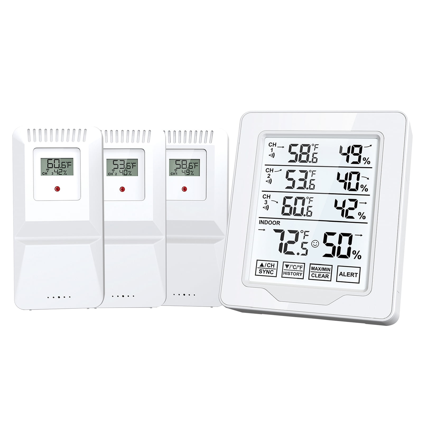 Indoor Outdoor Thermometer and Humidity Monitor 500ft/150m Range with 3 ...