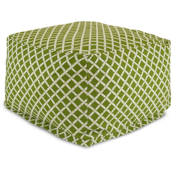 Indoor Outdoor Treated Polyester Sage Bamboo Ottoman Pouf