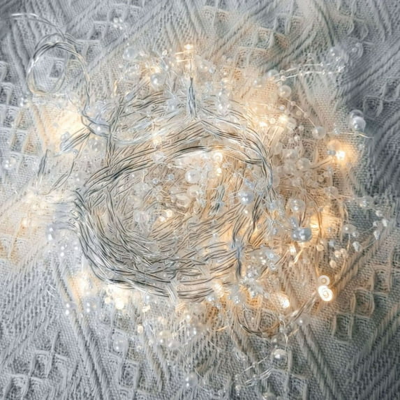 Indoor & Outdoor Tree Decorative Chrismas Lamp Christmas Garland Waterproof Home Party Decor LED Light String Lamps Berry-Beaded Lighted Lighting Strings WHITE 4M