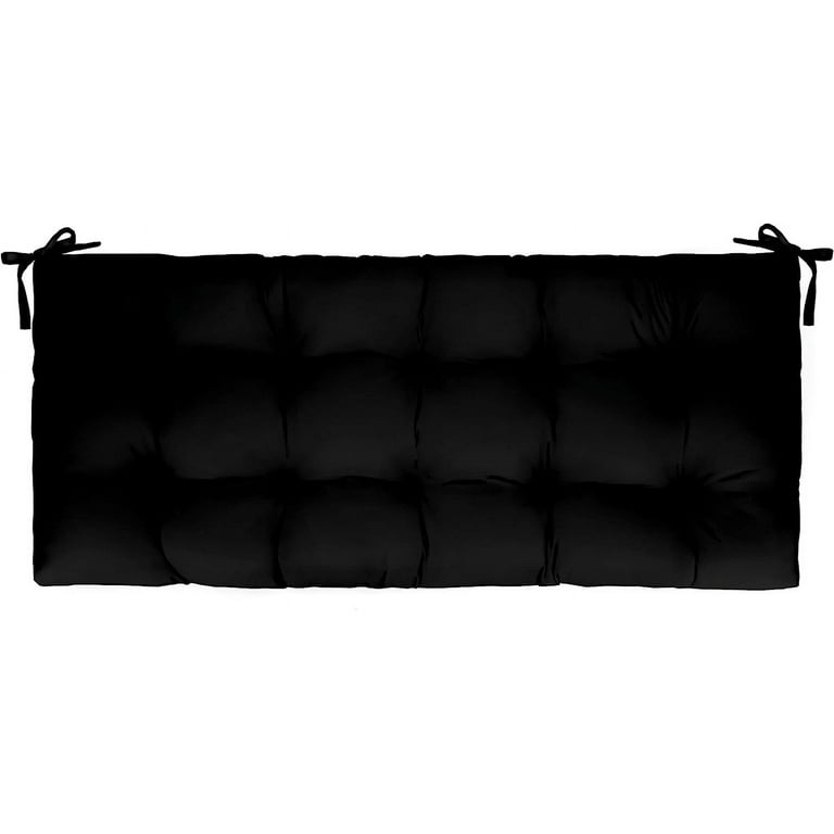 Indoor Outdoor Tufted Bench Cushion With Ties 38 X 18 Black Walmart