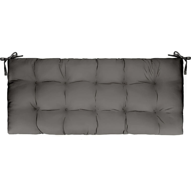 Indoor Outdoor Tufted Bench Cushion With Ties 38 X 18 Grey