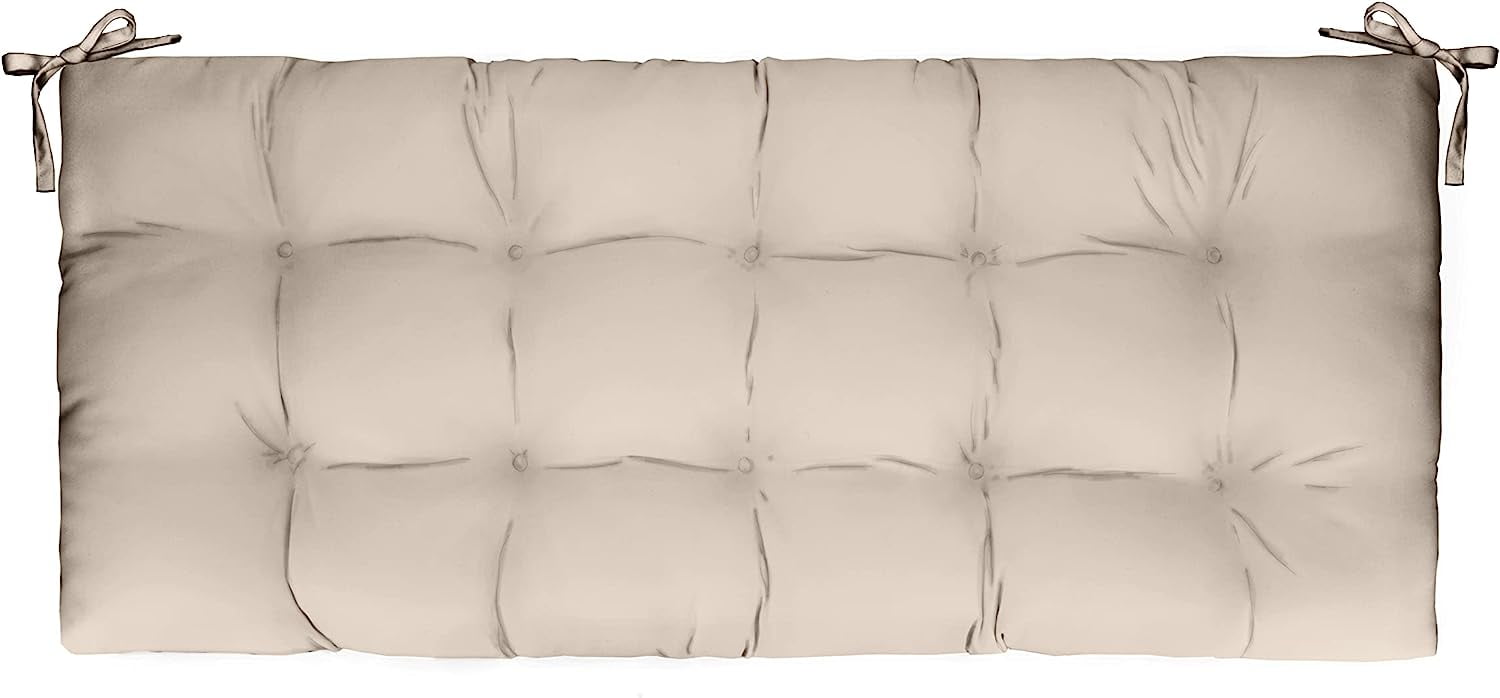 Indoor Outdoor Tufted Bench Cushion With Ties 38 X 18 Ivory