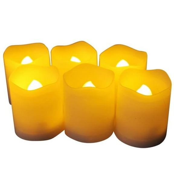 Indoor & Outdoor Votive Flameless Realistic LED Battery Operated Candles with Timer - Pack of 6