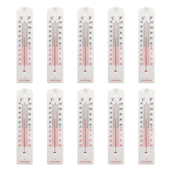 Indoor Outdoor Wall Mounted Thermometer White Weather Resistant Plastic for Temperature Gauge for Home Office Garden Warehouse Accurate for Celsius with Clear Bold Scale (10Pcs)