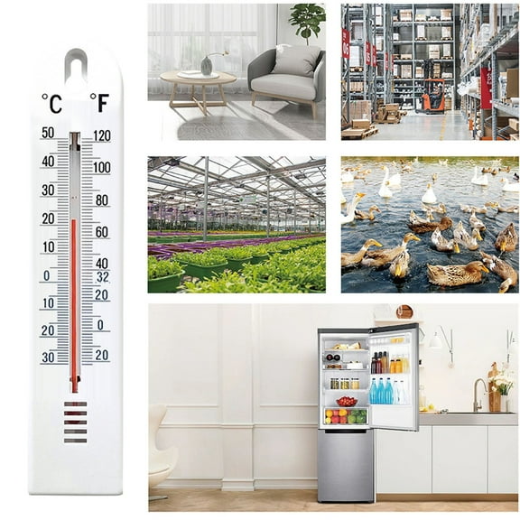 Indoor Outdoor Wall Thermometer | Home Office Garden Temperature Gauge | Easy Mount Weather Instrument (-60°F to 120°F)(White)