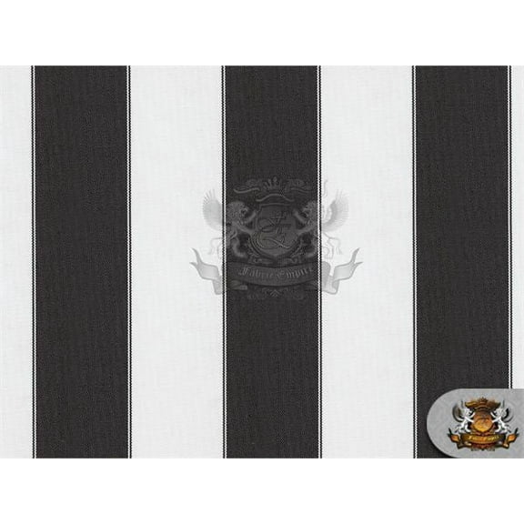 Indoor/Outdoor Waterproof Bordered Deck Stripe BLACK WHITE Fabric / 60" Wide / Sold by the yard