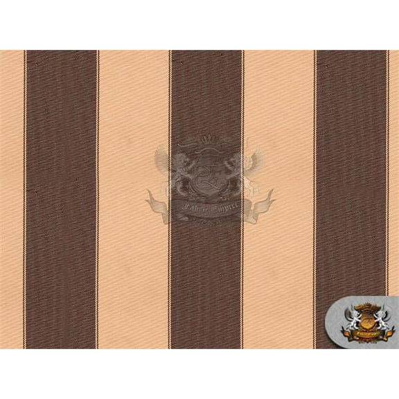 Indoor/Outdoor Waterproof Bordered Deck Stripe BROWN KHAKI Fabric / 60" Wide / Sold by the yard