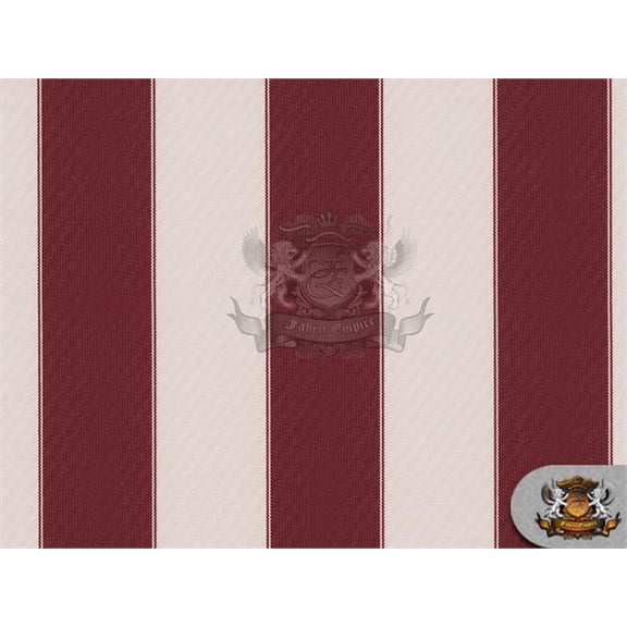 Indoor/Outdoor Waterproof Bordered Deck Stripe BURGUNDY IVORY Fabric / 60" Wide / Sold by the yard