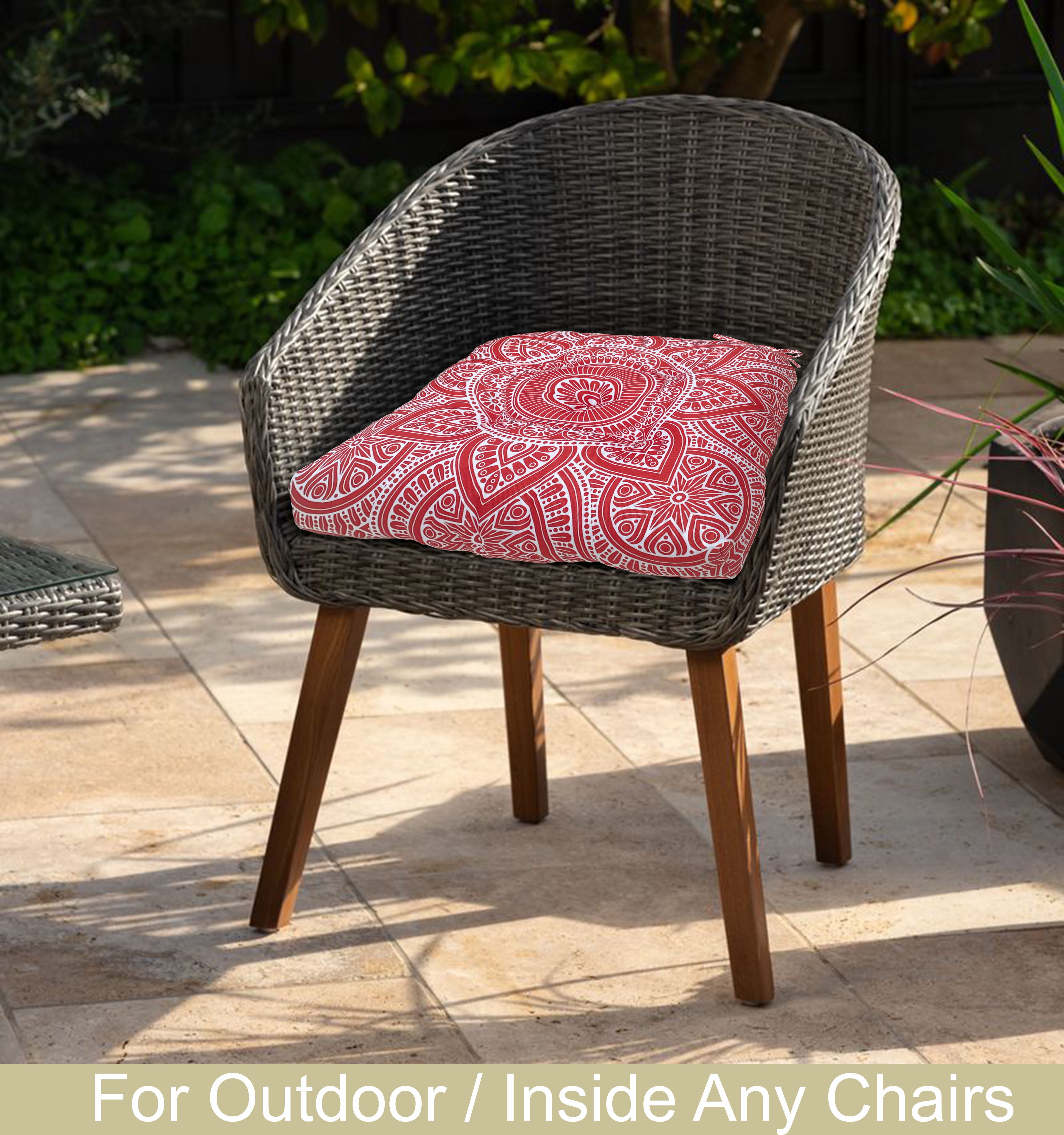 Indoor Outdoor Waterproof Chair Seat Pads Cushion |19x19 Inches – Thick Patio Garden Furniture Cushions with Ties