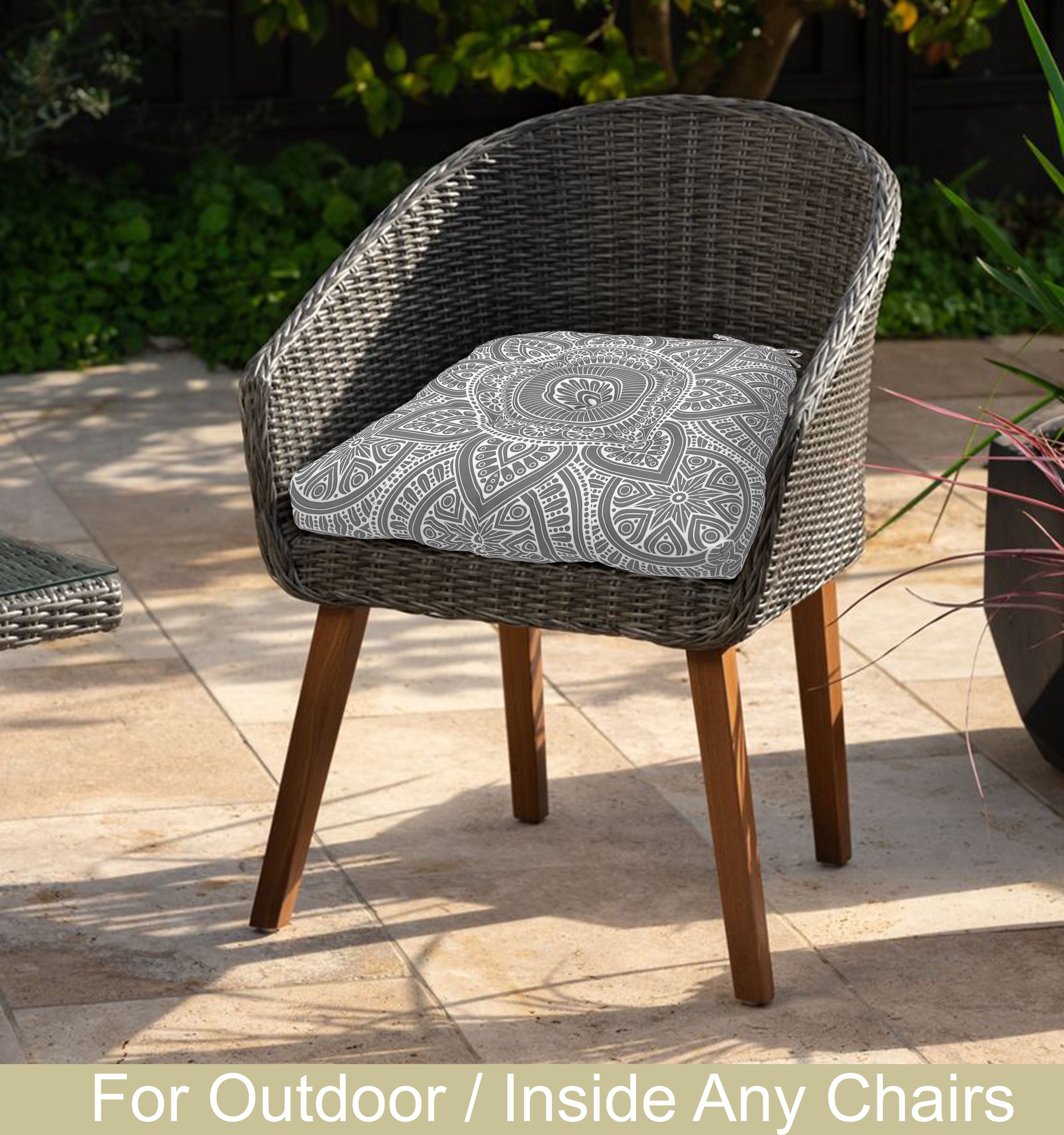 Indoor Outdoor Waterproof Chair Seat Pads Cushion |19x19 Inches – Thick Patio Garden Furniture Cushions with Ties