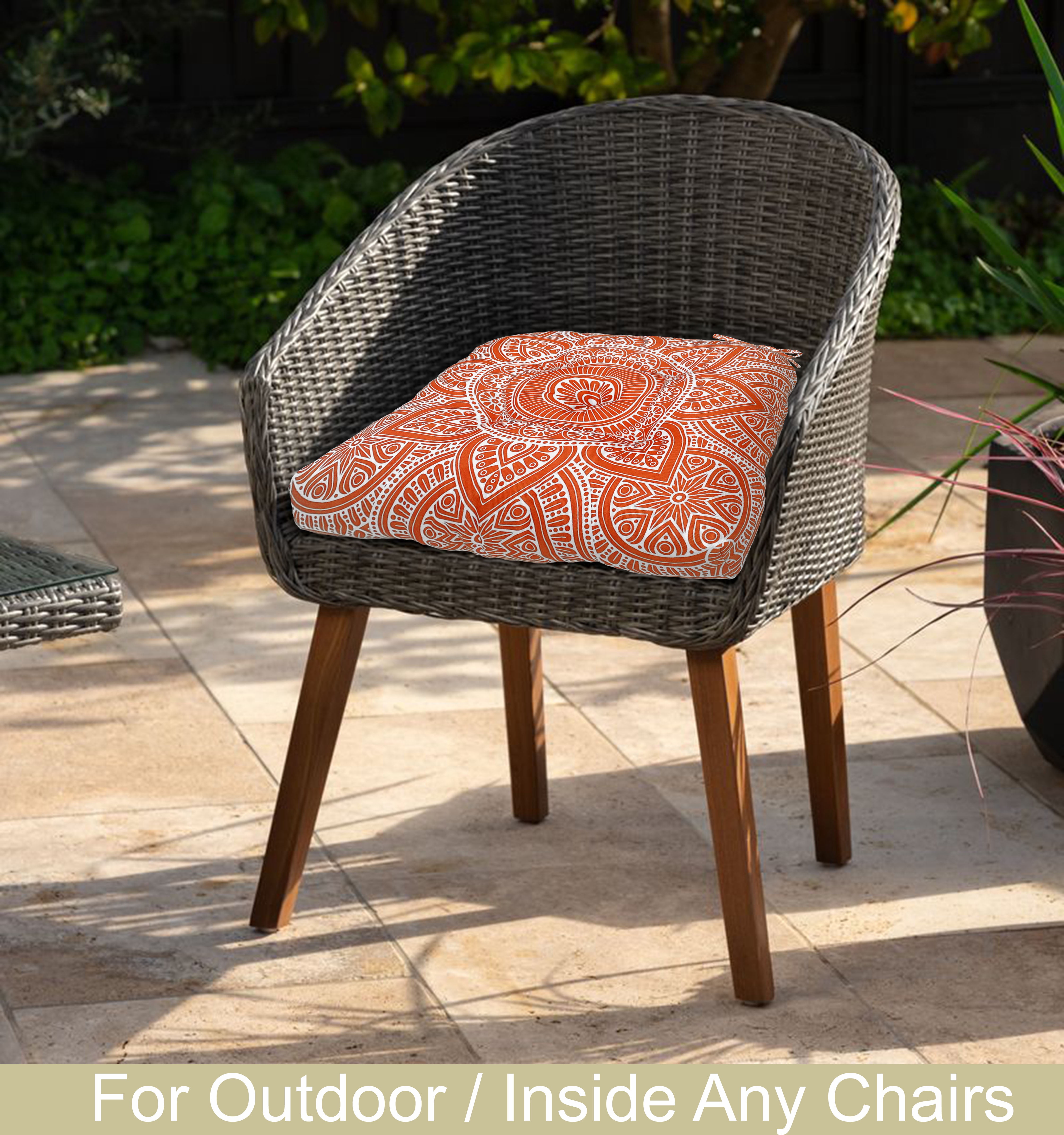Indoor Outdoor Waterproof Chair Seat Pads Cushion |19x19 Inches – Thick Patio Garden Furniture Cushions with Ties
