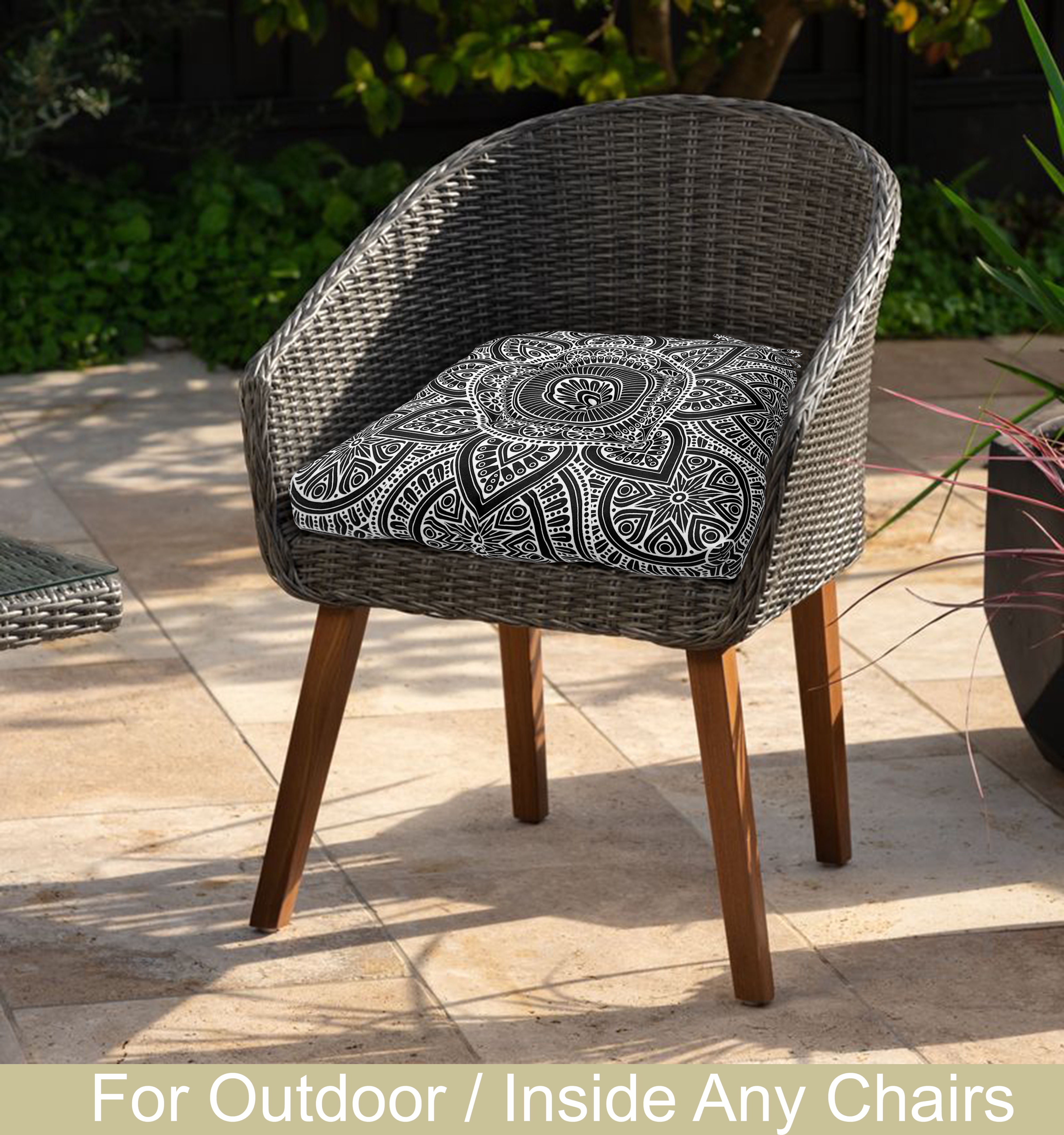 Indoor Outdoor Waterproof Chair Seat Pads Cushion |19x19 Inches – Thick Patio Garden Furniture Cushions with Ties