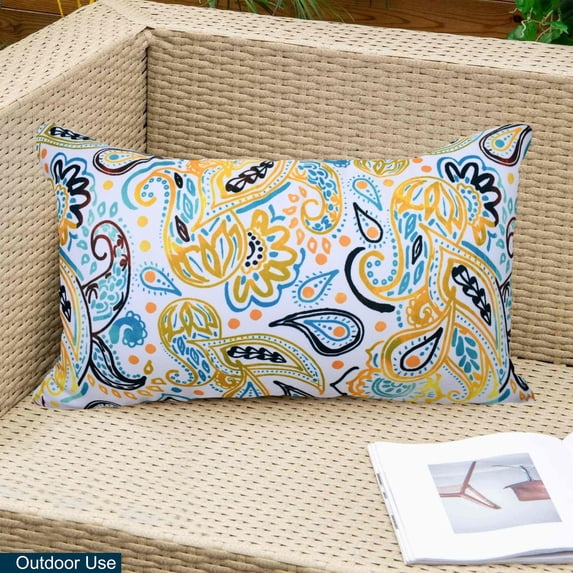 Indoor Outdoor Waterproof Throw Pillows 12x20 Inch with Inserts, Decorative Lumbar Accent Pillows for Patio Furniture Sofa Garden Chairs