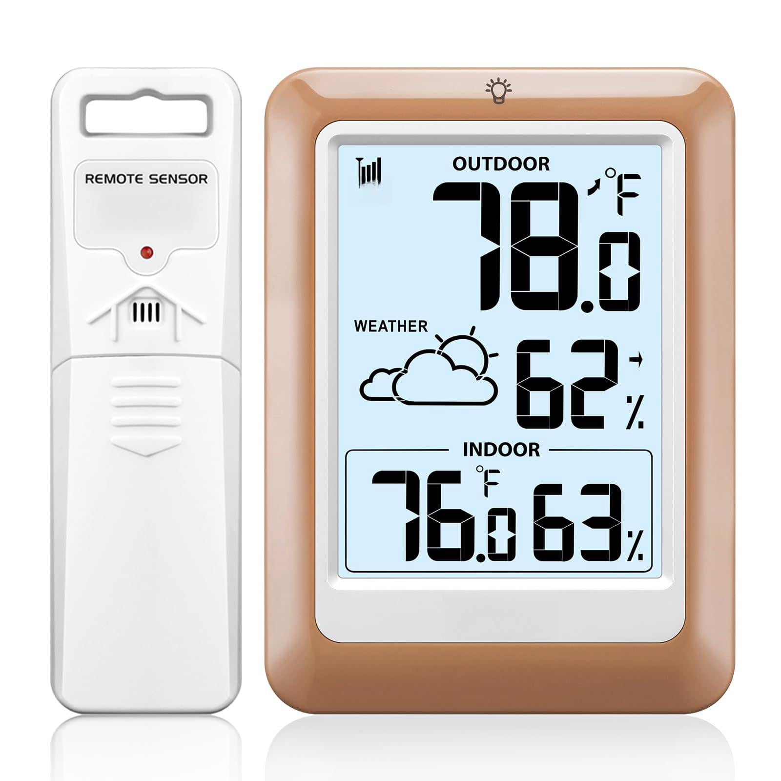 Indoor Outdoor Wireless Weather Station  Internal External Hygrometer Home Batteryoperated Temperature Humiditymonitors330 Feet (about 100 Meters) Backlight Display (khaki)
