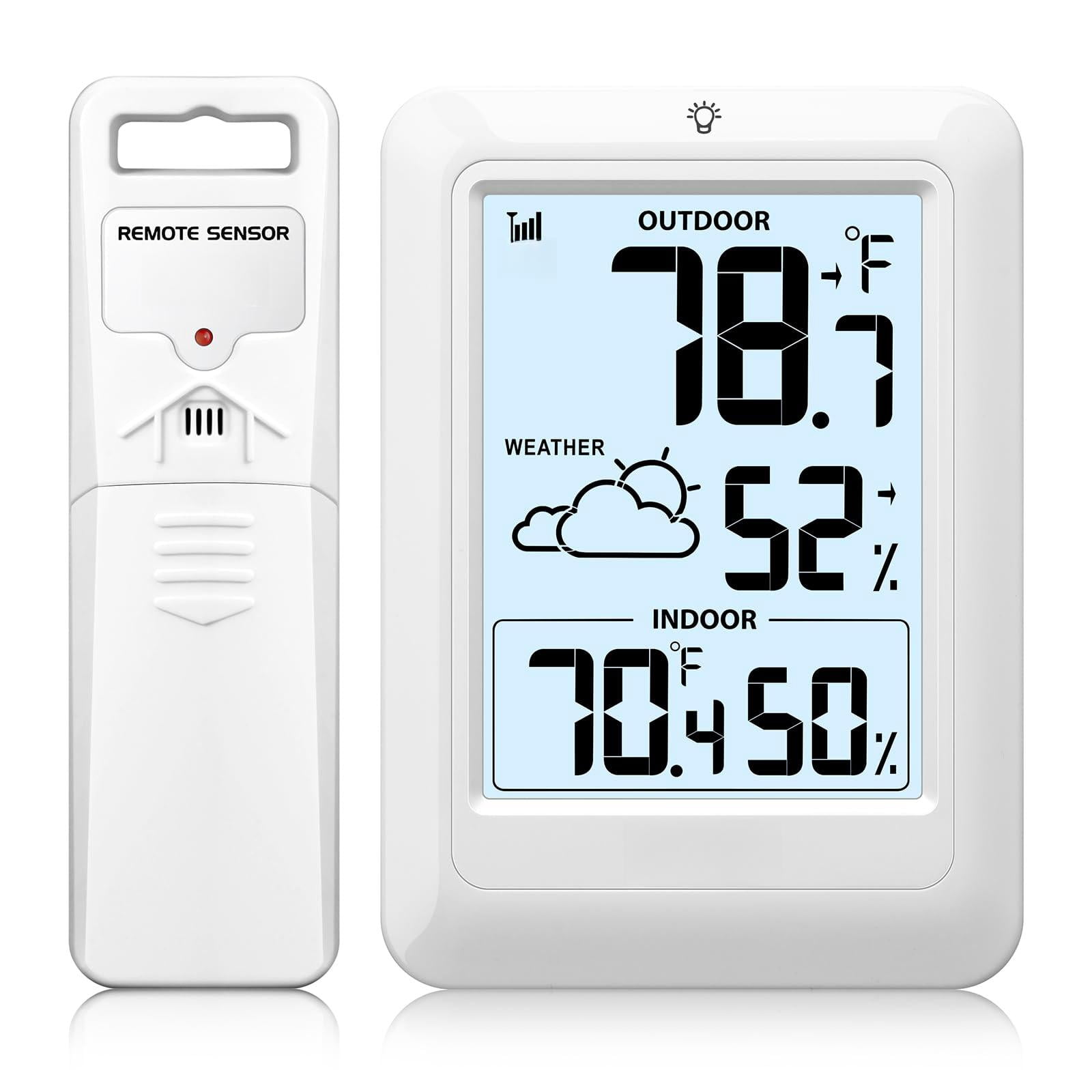 Indoor Outdoor Wireless Weather Station  Internal External Hygrometer Home Batteryoperated Temperature Humiditymonitors330 Feet (about 100 Meters) Backlight Display (white)