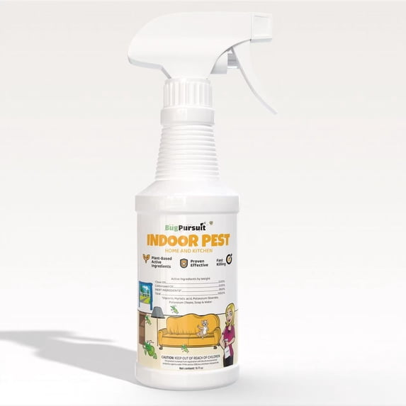 Indoor Pest Control Spray 16oz for Home and Kitchen –Bug Killer & Insect Repellent, Kills Carpet Beetles, Ants, Spiders, Beg Bugs, Roaches, Flea & Tick- Non Staining-Child and Pet Safe