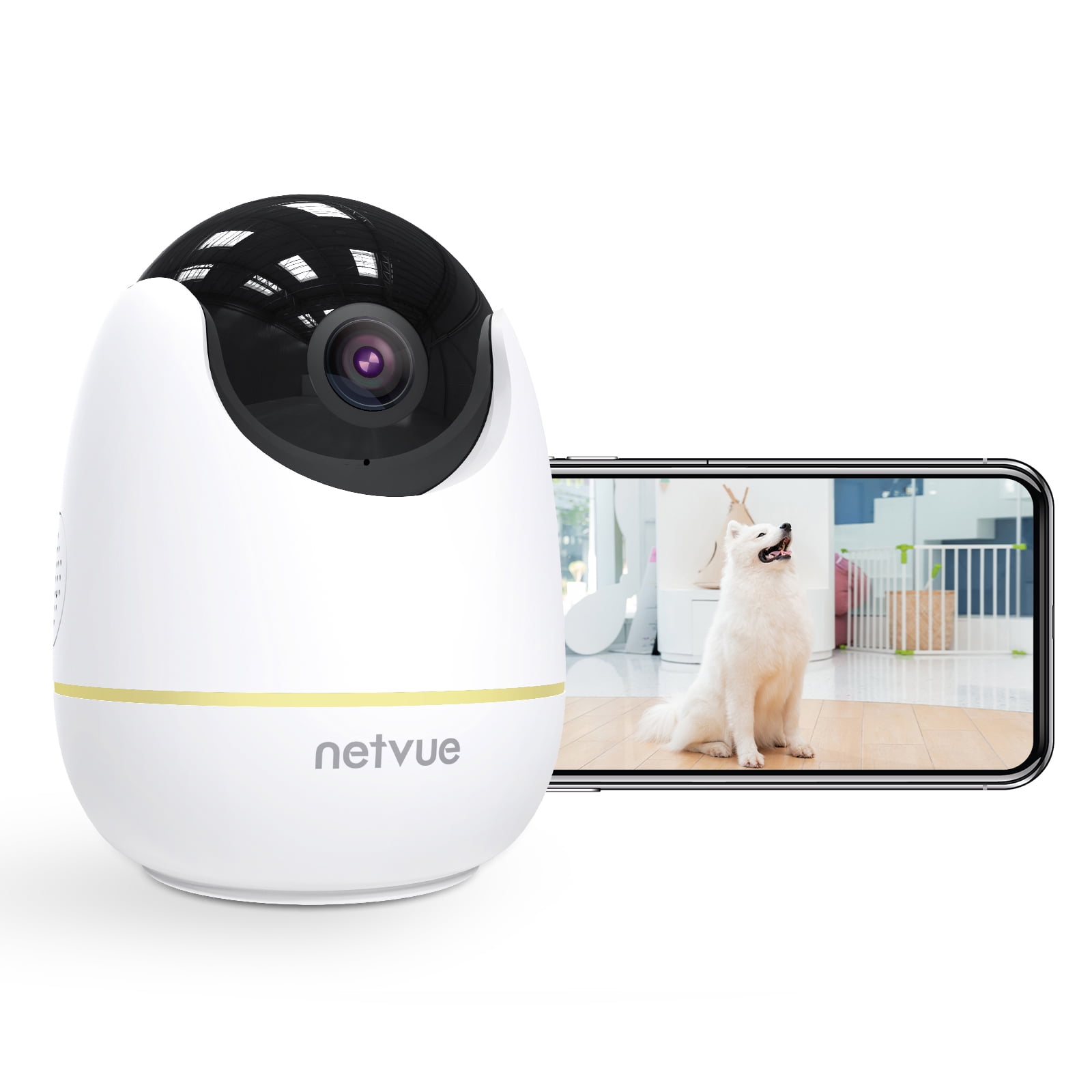 NETVUE Orb Cam, 1080P FHD WiFi Indoor Security Home Camera, Night Vision,  2-Way