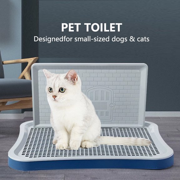 Indoor Pet Potty Training System with Splash Guard and Non-Slip Legs, Large Pee Pad Holder for Small to Medium Dogs, Cats, Rabbits, and Hamsters, Easy to Clean Training Toilet Tray