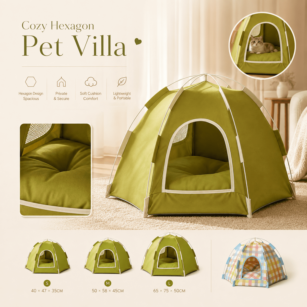 Storage Tent Small Indoor Pet Tent House for Cats and Dogs, Cozy Dome Pet Cave with ...