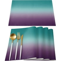 Indoor Placemats for Dining/Round/Kitchen Table, Ombre Textured Turquoise Purple, Table Mats Set of 4 Washable Non-Slip Heat Resistant Table Placemats, Lavender Teal, Suitable for Kids/Woman/Man