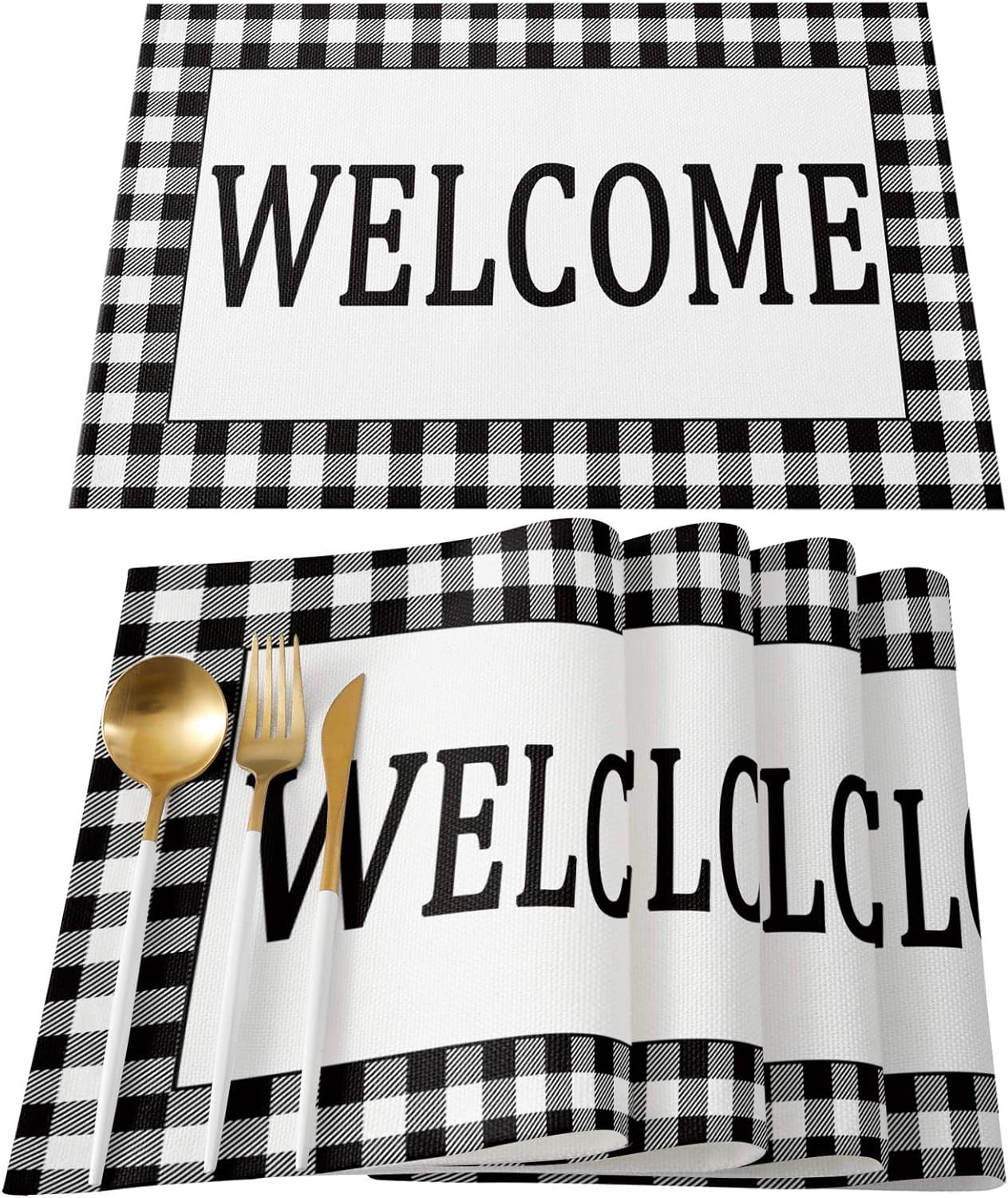 Indoor Placemats for Dining/Round/Kitchen Table, Black White