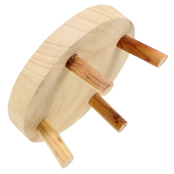 MEIBUTYUP Khaki Wooden Stool, Rustic Decor for Home, Plant Stand