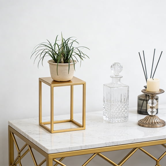 Indoor Plant Stand Metal Flower Pot Holder – Modern Floor Standing Plant Rack for Living Room, Entryway, Balcony, Office Decor – No Assembly, Black/Gold/White